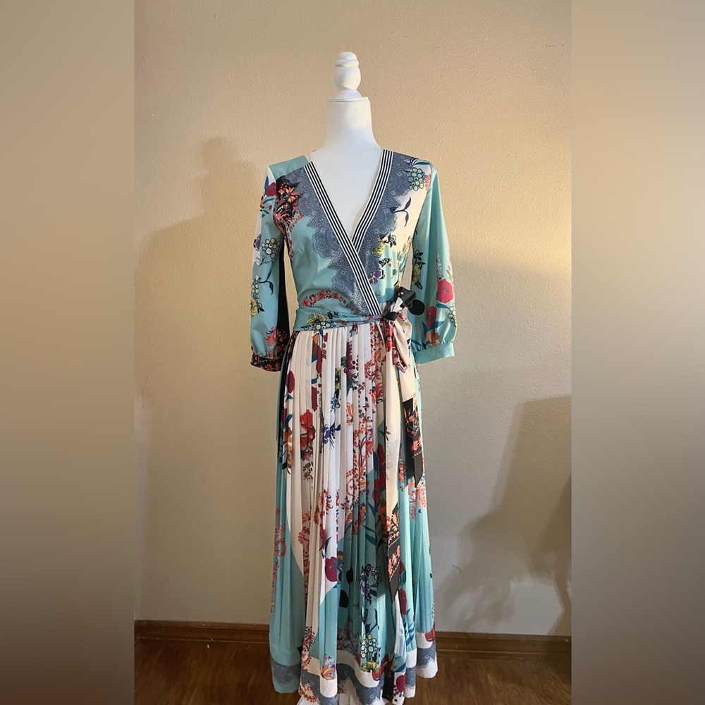 Pleated Midi Dress w/ Belt